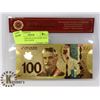 Image 1 : 24 K GOLD PLATED BANK NOTE, COMES WITH CERTIFICATE