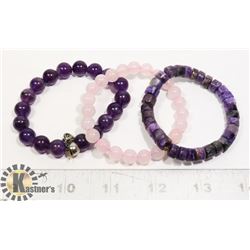 GEMSTONE BEAD BRACELETS- SET OF 3