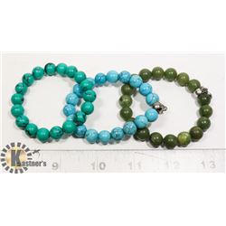 GEMSTONE BEAD BRACELETS- SET OF 3