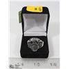 Image 1 : NEW MEN'S TRIPLE SKULL FACE RING - SIZE 15 -