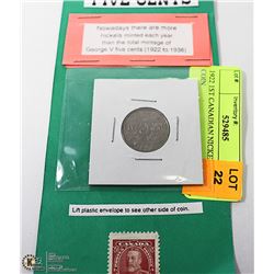 1922 5 CENT COIN AND STAMP