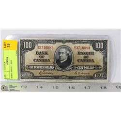 $100 CAD 1937 BILL