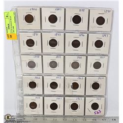 ONE SHEET OF US INDIAN HEAD PENNIES 1891-1908
