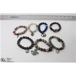 LOT OF  7 NATURAL STONE BRACELTS