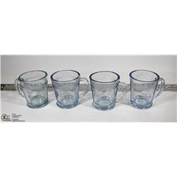 4 VINTAGE FIRE KING CLEAR SAPPHIRE MUGS
