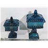 Image 1 : VINTAGE BLUE JEANETTE GLASS CANDY DISHES.