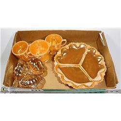 FIRE KING PEACH LUSTRE DISHWARE.