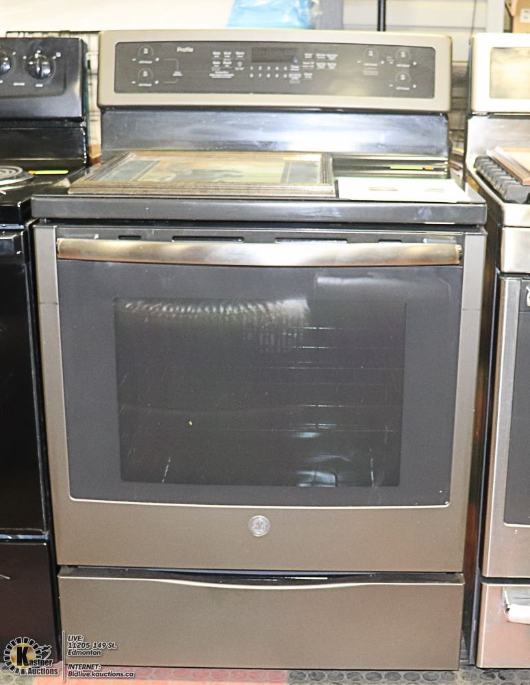 GE PROFILE 30" BLK/GREY CERAMIC TOP STOVE