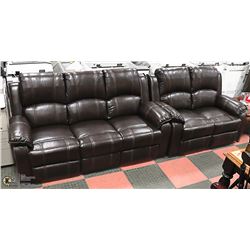 NEW MUNICH BROWN LEATHERETTE RECLINING SOFA 78"
