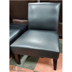BLACK LEATHER SIDE CHAIR