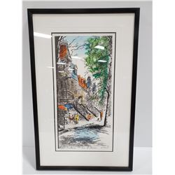 FRAMED 15X 23 DRAWING BY M.THIBAULT