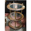 Image 1 : 3 TIER ROUND SIDE/CURIO TABLE WOOD AND GLASS