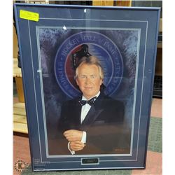 FRAMED GLEN SATHER HOCKEY HALL OF FAME