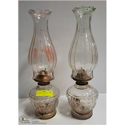 SET OF 2 COAL OIL LAMPS. 17" TALL