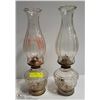 Image 1 : SET OF 2 COAL OIL LAMPS. 17" TALL
