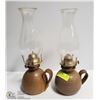 Image 1 : SET OF 2 GLAZED CERAMIC COAL OIL LAMPS 14" TALL