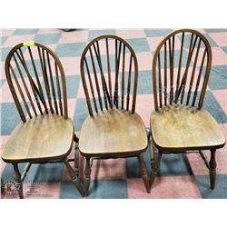 LOT OF 3 VINTAGE WOODEN CHAIRS W/LABEL