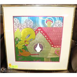 21 X 21 LOONEY TUNES TWEETY BIRD FOIL ART PRINT