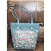 Image 1 : NEW BLUE EMBRODERED FLORAL DESIGN PURSE BY