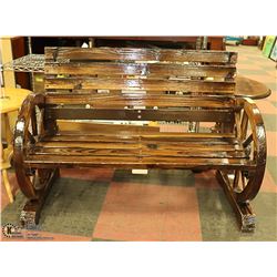 SOLID WOOD CUSTOM WAGON WHEEL BENCH