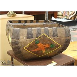 ANTIQUE GARDEN BASKET MADE FORM METAL AND WOOD