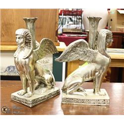 PAIR OF ANTIQUE METAL CANDLE STICKS