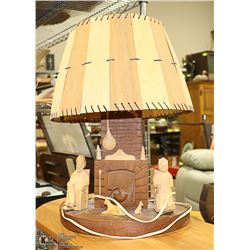 FIRE PLACE LAMP WOOD SLATS LAMP SHADE 17" TALL