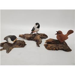 LOT OF 3 WOOD BIRD CARVINGS