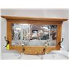 Image 1 : WOOD & MIRROR HALLWAY COAT HOOK 30 X 19