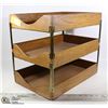 Image 1 : ANTIQUE OAK 3 TIER LETTER TRAY  15" X 14" X 10"