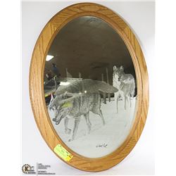 OAK FRAMED OVAL MIRROR