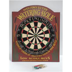 "WELCOME TO THE WATERING HOLE" DART BOARD WITH