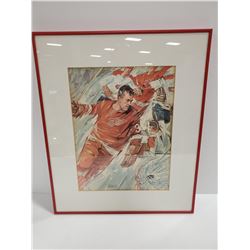 16 X 19 FRAMED HOCKEY PAINTING