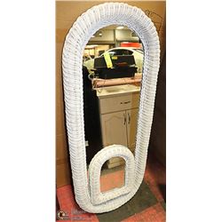2 WHITE WICKER MIRRORS