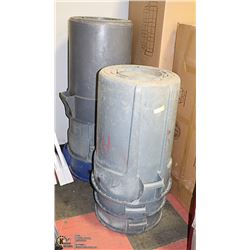LOT OF 6 EXTRA LARGE INDUSTRIAL GARBAGE CANS