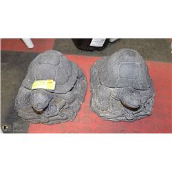 PAIR OF DECORATIVE CEMENT TURTLES