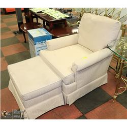 LIVING ROOM CHAIR AND OTTOMAN (BEIGE)