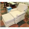 Image 1 : LIVING ROOM CHAIR AND OTTOMAN (BEIGE)