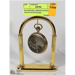 WATERFOWL DESIGN POCKET WATCH WITH STAND.
