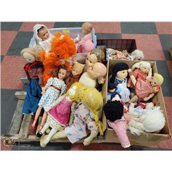 PALLET OF ASSORTED VINTAGE CLOTH/COMPOSITION DOLLS