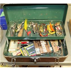 FISHING TACKLE BOX WITH LURES & MISC FISHING ITEMS