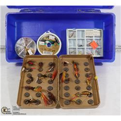 FISHING TACKLE BOX WITH 70-100 FLY FISHING FLIES