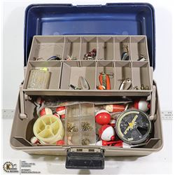 FISHING TACKLE BOX WITH LURES & MISC FISHING ITEMS