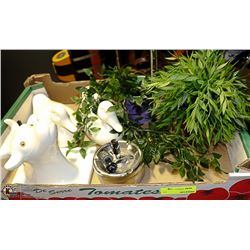 IKEA DECOR DUCKS, STEER HEAD, ARTIFICIAL PLANTS