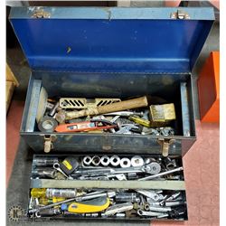 BENCH BLUE STEEL TOOL BOX WITH TRAY -