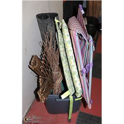 RUBBERMAID STORAGE BIN WITH 2 LOW TO THE GROUND