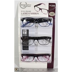 LDS DESIGN OPTICS FOSTER GRANT READING GLASSES +1.
