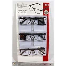 DESIGN OPTICS FOSTER GRANT READING GLASSES +3.0