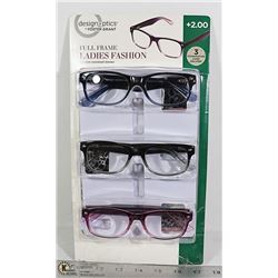 LDS DESIGN OPTICS FOSTER GRANT READING GLASSES +2