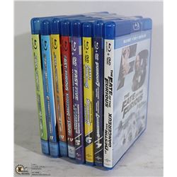 ALL 8 FAST & FURIOUS BLU-RAY/DVD MOVIES (LIKE NEW)